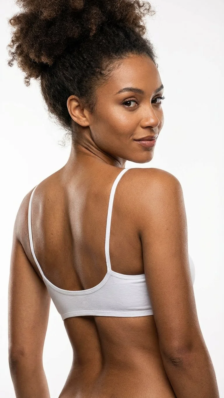 Beyaz Basic Crop Büstiyer - Manken Üzerinde Yan Görünüm